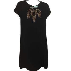 Vintage Black and Gold Beaded Cut Out Dress Size S